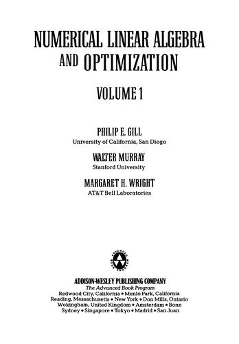 Couverture : Numerical linear algebra and optimization.