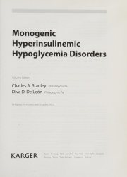 Couverture : Monogenic Hyperinsulinemic Hypoglycemia Disorders