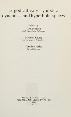 Couverture : Ergodic theory, symbolic dynamics, and hyperbolic spaces