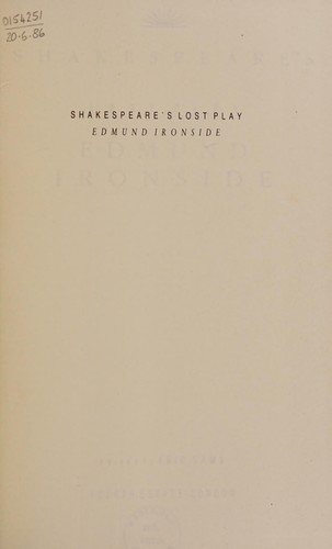 Couverture : Shakespeare's lost play, Edmund Ironside