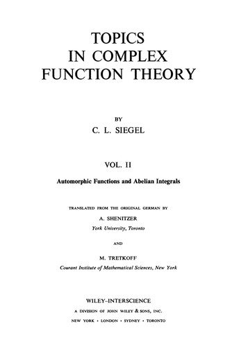 Couverture : Topics in complex function theory