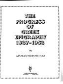 Couverture : Progress of Greek Epigraphy 1937-1953