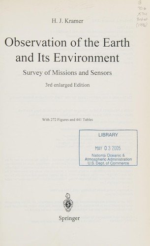 Couverture : Observation of the earth and its environment