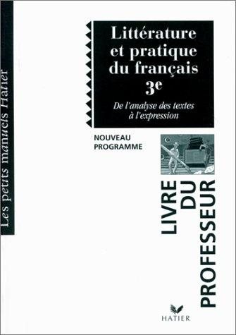 Couverture : Littérature et pratique du français, 3e