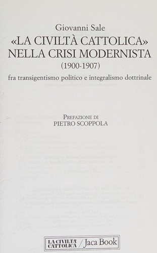 Couverture : "La  civiltà cattolica" nella crisi modernista (1900-1907)