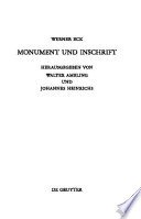 Couverture : Monument und Inschrift
