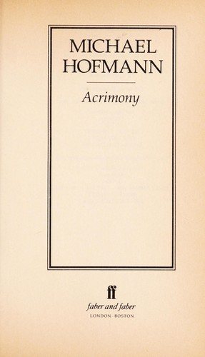 Couverture : Acrimony