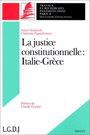 Couverture : La justice constitutionnelle Italie-Grèce