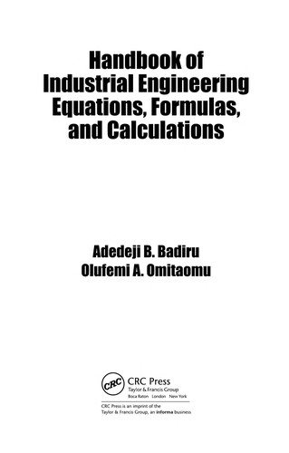 Couverture : Handbook of industrial engineering calculations and practice