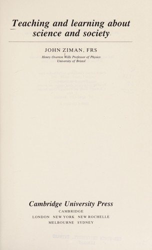 Couverture : Teaching and learning about science and society