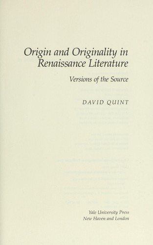Couverture : Origin and originality in Renaissance literature