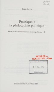 Couverture : Pour(quoi) la philosophie politique