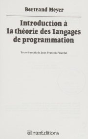 Couverture : Introduction à la théorie des langages de programmation