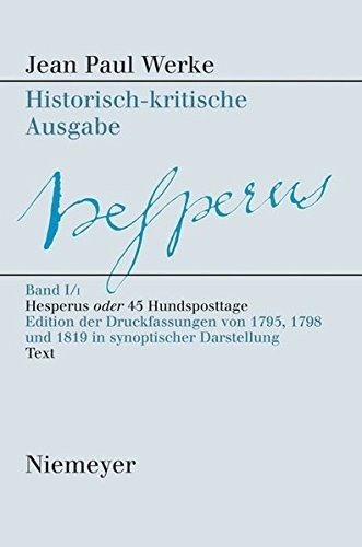 Couverture : Jean Paul Werke: Hesperus oder 45 Hundsposttage (German Edition)