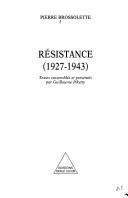 Couverture : Résistance (1927-1943)