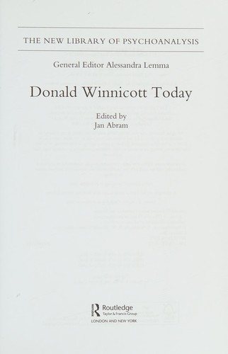 Couverture : Donald Winnicott Today