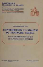 Couverture : Contribution à l'analyse du syntagme verbal