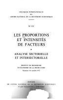 Couverture : Les Proportions et intensités de facteurs