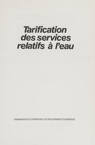 Couverture : Tarification des services relatifs à l'eau