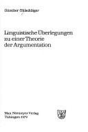 Couverture : Linguistische Überlegungen zu einer Theorie der Argumentation