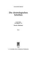 Couverture : Die  christologischen Schriften