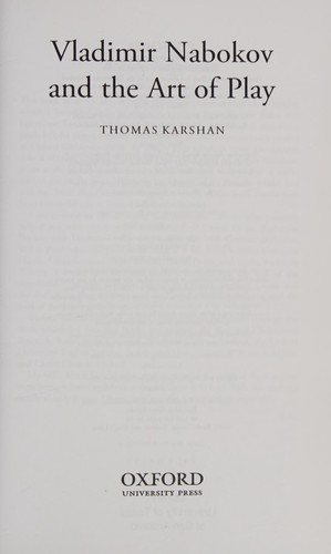 Couverture : Vladimir Nabokov and the art of play