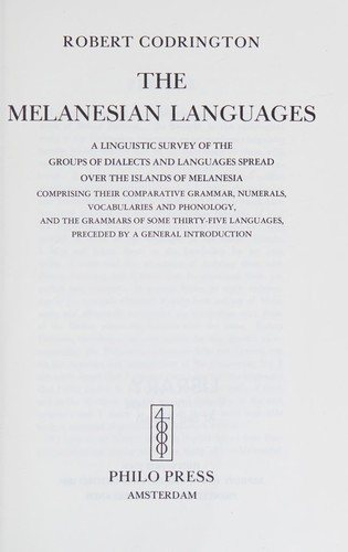 Couverture : The Melanesian languages
