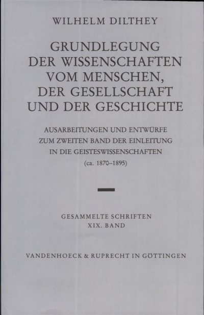 Couverture : Grundlegung der Wissenschaften vom Menschen, der Gesellschaft und der Geschichte