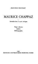 Couverture : Maurice Chappaz