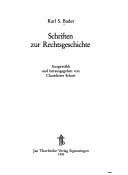 Couverture : Ausgewählte Schriften zur Rechts- und Landesgeschichte