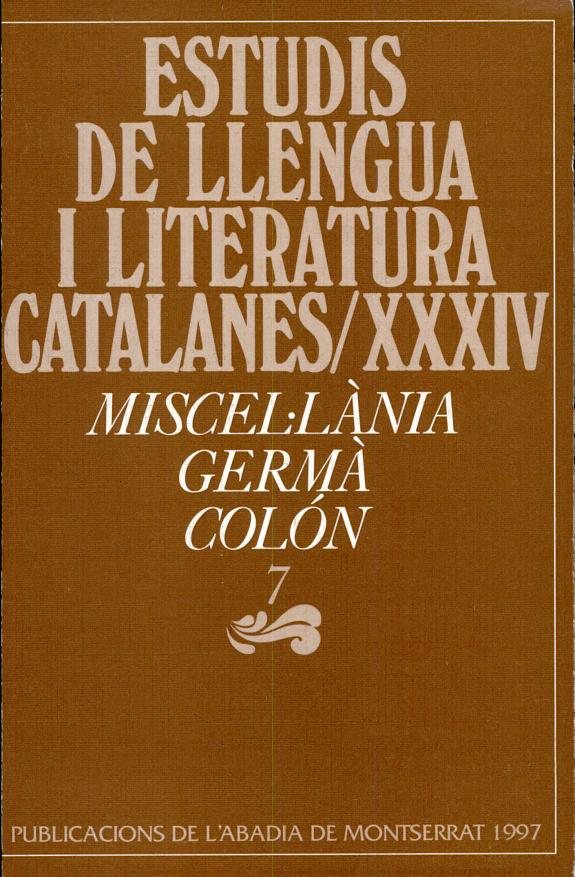 Couverture : Miscel.lània Germà Colón. 7