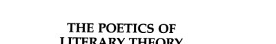 Couverture : The poetics of literary theory