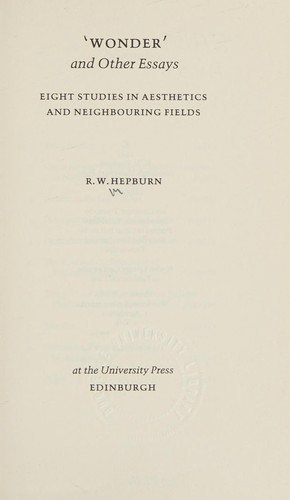 Couverture : "Wonder" and other essays