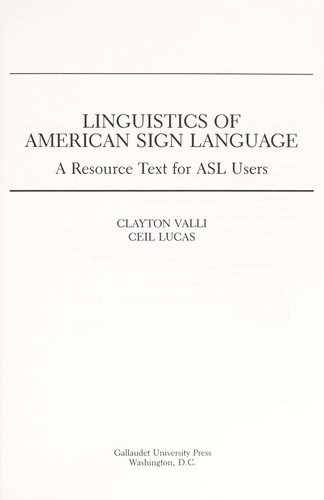 Couverture : Linguistics of American sign language