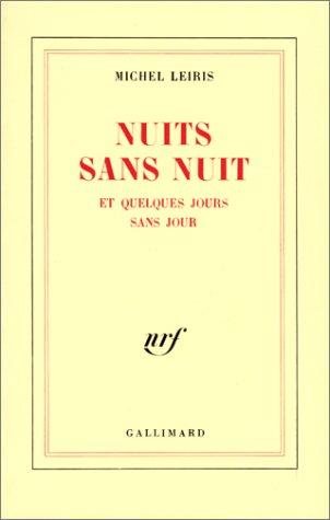 Couverture : Nuits sans nuit et quelques jours sans jours