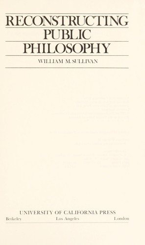 Couverture : Reconstructing public philosophy