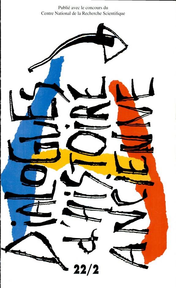 Couverture : Dialogues d'histoire ancienne. 22. 2, 1996