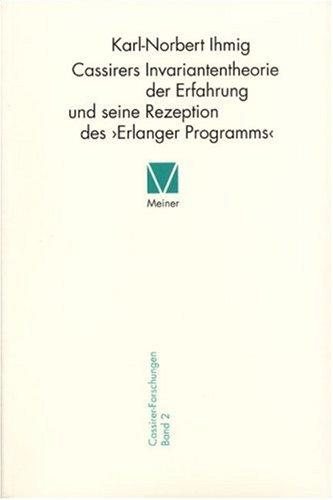 Couverture : Cassirers Invariantentheorie der Erfahrung und seine Rezeption des "Erlanger Programms"