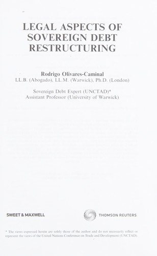 Couverture : Legal aspects of sovereign debt restructuring