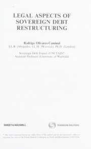 Couverture : Legal aspects of sovereign debt restructuring