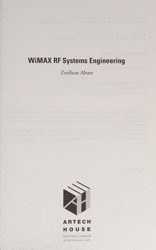 Couverture : WiMax RF systems engineering