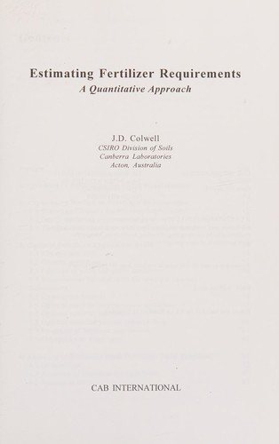 Couverture : Estimating fertilizer requirements