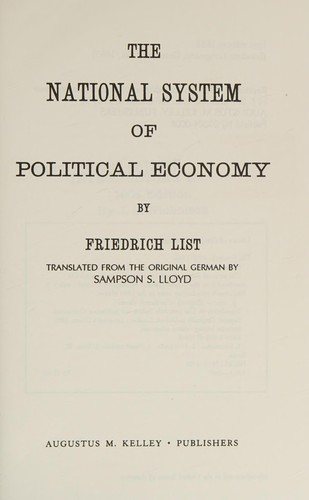 Couverture : The national system of political economy