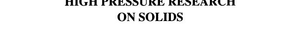 Couverture : High pressure research on solids