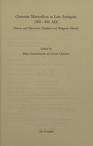 Couverture : Christian Martyrdom in Late Antiquity (300-450 AD)
