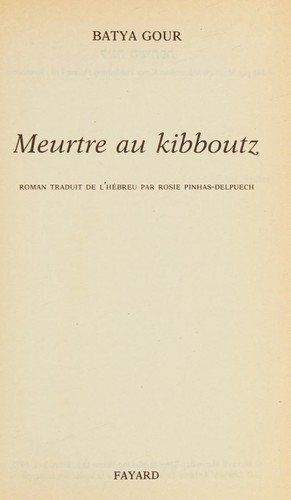 Couverture : Meurtre au Kibboutz