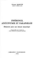 Couverture : Inférence, antonymie et paraphrase