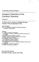 Couverture : Inorganic Chemistry of the Transition Elements (Specialist Periodical Reports)