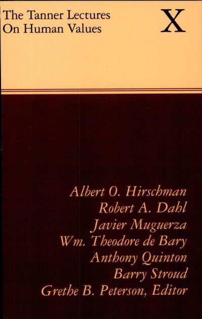 Couverture : Tanner Lectures on Human Values