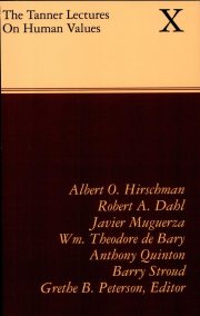 Couverture : Tanner Lectures on Human Values